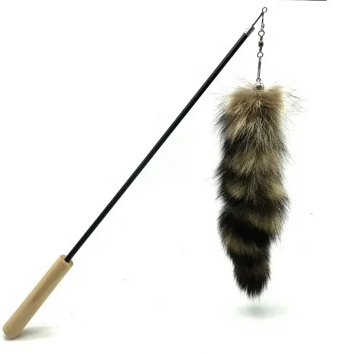 Plume Teaser baguette rétractable canne à pêche élastique chat jouant des bâtons manche en bois de haute qualité pour l'exercice du chat