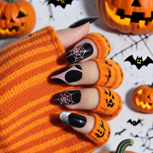24 Uds. Fácil <span class=keywords><strong>de</strong></span> aplicar puntas <span class=keywords><strong>de</strong></span> uñas francesas a presión patrón <span class=keywords><strong>de</strong></span> <span class=keywords><strong>tela</strong></span> <span class=keywords><strong>de</strong></span> <span class=keywords><strong>araña</strong></span> negra ABS uñas artificiales <span class=keywords><strong>para</strong></span> Halloween <span class=keywords><strong>para</strong></span> aplicación <span class=keywords><strong>de</strong></span> dedos - Product Image 1