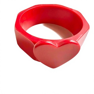 2026 Luxury Cute Heart Pattern Ceramic Resin Bangle Handmade Fashion Jewelry <b>Bracelets</b> <b>Red</b> White Fancy Design with Woman - Product Image 4
