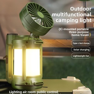 Ultra-Long Life Rechargeable Camping Light <b>Solar</b> Outdoor Fan Multi-Functional Emergency Portable Light for Tent Battery <b>Powered</b> - Product Image 1