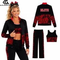 Ensemble d'échauffement rouge pour cheerleading, veste de danse personnalisée, soutien-gorge de sport et pantalon pour académie de danse