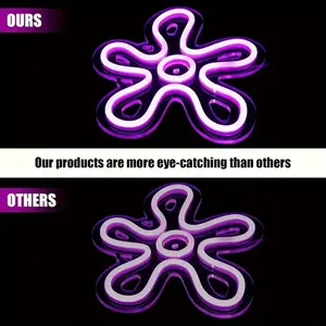 Tanda lampu LED Neon berbentuk bunga antik ungu biru kuning dekorasi dinding rumah kamar tidur hadiah pesta pernikahan neo-light - Product Image 5