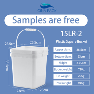 Secchio quadrato bianco da 15 litri da 4 galloni per alimenti con coperchio produttore - Product Image 2