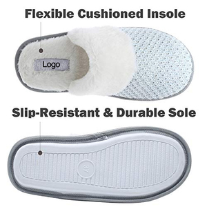 Cómodo deslizamiento de espuma de memoria azul claro antideslizante Suela antideslizante cálida interior al aire libre zapatilla - Product Image 6