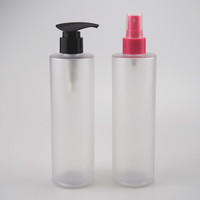 Flacon de lotion en plastique cylindrique translucide givré vide de 300 ml