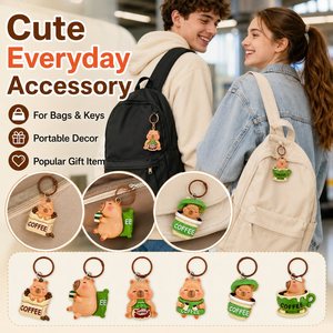 Porte-clés en résine Capybara, ensemble de breloques de sac animaux de dessin animé, accessoire cadeau léger, logo personnalisable - Product Image 3