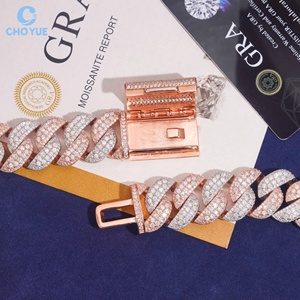 Crescent Moon Cuban Link Necklace Rose Gold Plated Cuban Link Necklace Full Moissanite <b>Iced</b> <b>Out</b> <b>Chain</b> Luxury Hip Hop Jewelry - Product Image 2