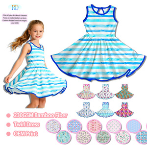 Vestido de Fiesta para Niñas con Estampado Lindo y Volantes, Diseño Personalizado, Disponible en Stock, Sin Mangas, de Fibra de Bambú - Product Image 5