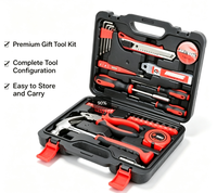 Boîte à outils portable 49 pièces, rouge et noir, avec poignée antidérapante pour l'assemblage et l'entretien en intérieur