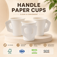 Familien-Frühstücks-Kaffee-Tee-Becher aus extra starkem Kraftpapier mit gerolltem Rand, elegantem, modernem Design und Henkel