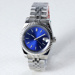 Montre en acier NH35 avec logo personnalisé, 36 mm/39 mm, mouvement automatique, cadran bleu, étanche 10 bars/100 mètres, montre-bracelet de luxe pour homme - Product Image 1