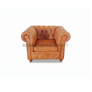 Canapé Chesterfield en cuir luxueux à un siège, avec un design élégant en cuir à boutons profonds vintage, cadre robuste et confortable - Product Image 1