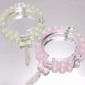 Pulsera de cuentas de cristal craquelado INS Fantasy Popcorn con dije de lazo, color degradado, para niñas y mujeres, pulseras de la amistad, regalo de joyería - Product Image 4