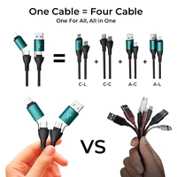 Cable de Carga Rápida 4 en 1 5A con Molde Privado OEM, Cable USB Tipo-C Trenzado de Nailon Personalizable para Computadora, Auriculares, Cámara, con Certificaciones CE, FCC y RoHS