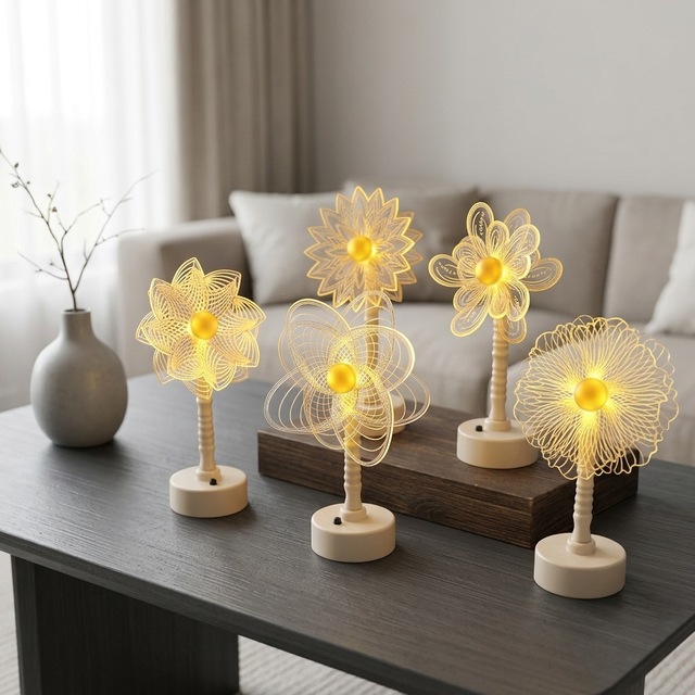 Smart Home LED Modern Minimalist Table Lamp Touch Control Ambient Night Light Warm Glow Flower-Style Gift Decor
