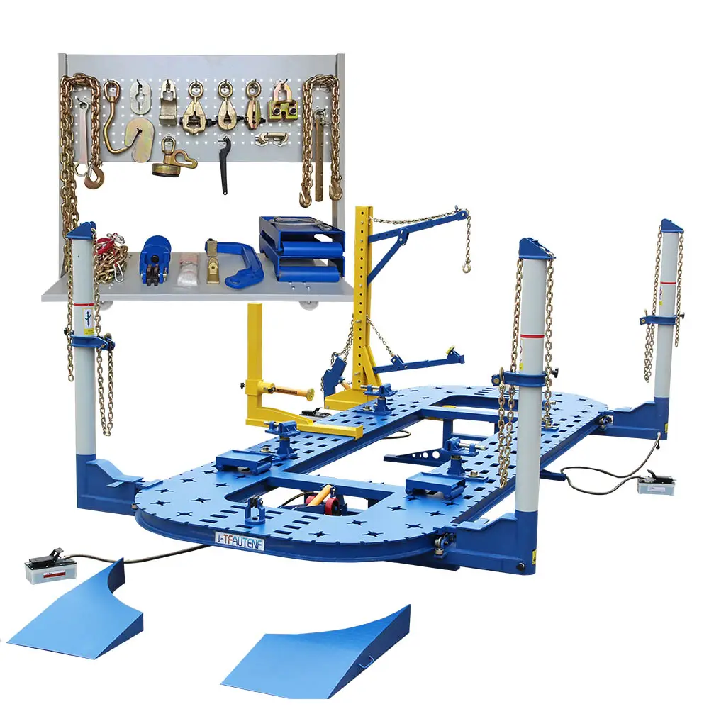 TFAUTENF CE / ISO certification blue car body bench / frame equipment / machine with 5 pulling towers for garage shop use
