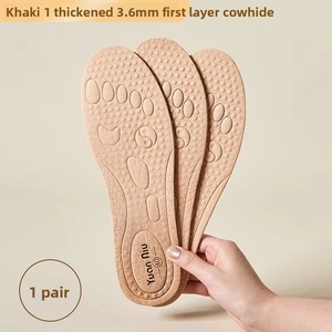 Orthopedic Leather Insole Cowhide Latex Arch Support Shock Absorbing Breathable Sweat Wicking <b>Soft</b> Sole Full Length - Product Image 4