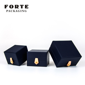 Forte 2024 High-End Blue PU Leather Jewelry <b>Box</b> Custom logo Luxury <b>Earrings</b> Pendant Necklace Ring <b>Box</b> Jewelry Packaging <b>Box</b> - Product Image 2