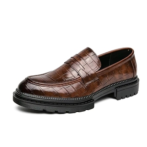 Mocassins pour hommes à imprimé croco, <span class=keywords><strong>chaussures</strong></span> habillées décontractées à semelle épaisse et confortables pour le bureau et le quotidien - Product Image 6
