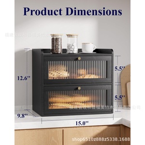 <b>Bamboo</b> Double Layer Bread Storage Box Transparent Acrylic Kitchen Food <b>Container</b> For Bakery Display - Product Image 3