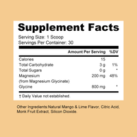 AegleWell OEM Poudre de Glycinate de Magnésium Saveur Mangue Margarita 200mg Magnésium 800mg Glycine Soutien Musculaire et Osseux Sommeil Apaisant