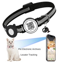 Étui de protection AirTag pour petits chiens et chats en nylon, anti-perte, suivi et positionnement, motif tête de chat mignon, collier pour animaux de compagnie
