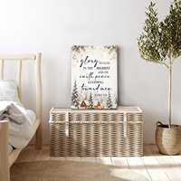 Impression sur toile encadrée « Paix de Noël » avec verset biblique Léoncle 2:14, art mural « Village hivernal enneigé » pour la décoration de la maison en fêtes