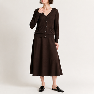 HOO Nuovo <span class=keywords><strong>Cardigan</strong></span> Autunnale da Donna, Stile Francese con Scollo a V e Tasche, Versatile per il Lavoro, in <span class=keywords><strong>Viscosa</strong></span>/Poliestere Lavorato a Mano ZA5064 - Product Image 1