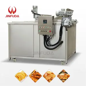 Automatische Olie Frituren Ontladen Kip Weegbree Aardappel Banaan Cassave Chips Friteuse Machine Voor Verkoop Multifunctionele Automatische