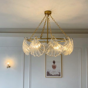 Lustre de plafond en forme de coquille, design nordique <span class=keywords><strong>vintage</strong></span> personnalisé, AC110V AC220V, verre transparent, LED, pour hall d'entrée - Product Image 2