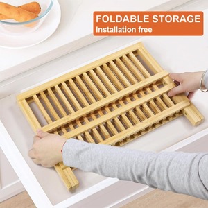 Bamboo Dish <b>Drying</b> <b>Rack</b> 2-Tier Collapsible Drainer Dish <b>Drying</b> <b>Rack</b> or Dish Plate for Kitchen Home Apartment - Product Image 2