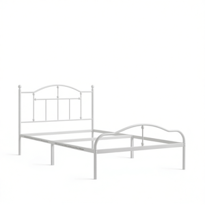 Cadre de lit double en acier blanc avec revêtement en poudre, lit rectangulaire en métal, mobilier de chambre à coucher, design minimaliste - Product Image 1