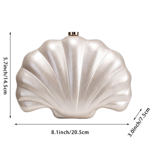 Women Acrylic Marbled Shell-Shaped <b>Clutch</b> Purse Luxury Metal Chain Bride Evening Bag for Casual Wear Dating <b>Wedding</b> - Product Image 6