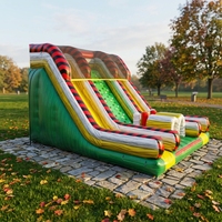 Parc de trampolines gonflable commercial avec toboggan d'escalade, toboggan double piste sec et humide pour fêtes, MILE PVC, capacité 500 personnes