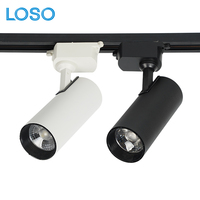 Luz de Riel LED LOSO de Techo de Alta Calidad para Iluminación Comercial, Aluminio Blanco y Negro, 10W 20W 30W 40W