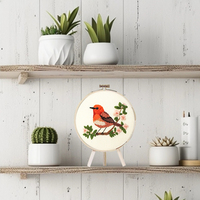 Kit de broderie semi-finie DIY pour débutants, motif oiseau Magpie, en coton, artisanat de Noël