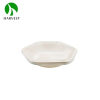 Bol hexagonal jetable en bagasse pour salade à emporter, zéro déchet, résistant à la chaleur et au micro-ondes, 750ml/1000ml, à base de plantes, sans gluten