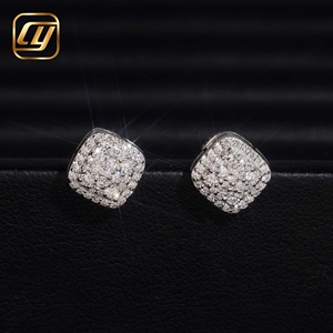 Wholesale S925 <b>Silver</b> Cushion Square Cluster Lab Grown Diamond Stud <b>Earrings</b> Paved VVS Cultivated Diamond Screw <b>Back</b> <b>Earrings</b> - Product Image 5