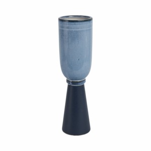 Vaso in Ceramica Moderno Blu Cilindrico Decorativo per Soggiorno, Ufficio, Camera da Letto e Vanità - Product Image 3