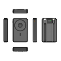 Banque d'alimentation mobile sans fil magnétique 10000mAh PD20W avec câbles de charge doubles intégrés, batterie Li-polymère, support de batterie