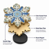 Ensemble d'aimants de Noël en émail pour réfrigérateur, avec motifs de cloche, flocon de neige, ruban, nœud, étoile et couronne, en métal doré, pour cadeaux de Noël