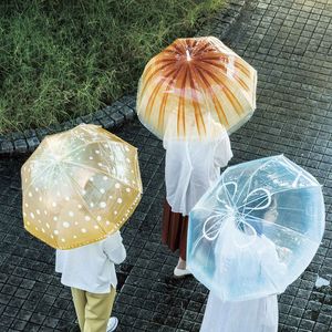Ombrello con Logo personalizzato bianco trasparente con Design trasparente meduse <span class=keywords><strong>blu</strong></span> ombrello trasparente con fiore ombrello dritto - Product Image 5