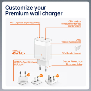 Sạc GaN chất lượng cao, tùy chỉnh, hai cổng USB-C PD 45W, sạc siêu nhanh QC3.0, phích cắm Úc, dành cho điện thoại <span class=keywords><strong>iPhone</strong></span> 16, 15, 14 - Product Image 2