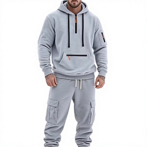 Ensemble de survêtement à capuche pour homme GURUNA-Z-INDUSTRY, couleur unie, manches longues, pantalon cargo, coupe décontractée, vêtements d'hiver respirants - Product Image 4