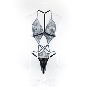 Body en velours floral dos nu corps Sexy 1 pièce ensemble noir découpé <span class=keywords><strong>nuisette</strong></span> <span class=keywords><strong>nue</strong></span> femmes Sexy Lingerie noire - Product Image 6