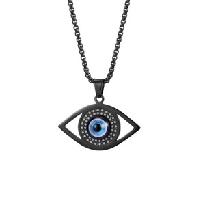 Collar con colgante de ojo turco de acero inoxidable en color dorado, negro y plateado para regalo, joyería, colgantes de moda. - Product Image 5