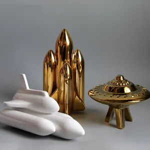 Creative Rocket Spaceship Desktop Decoration Ceramics Home Ornaments Super Cool Gifts