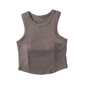 Canotte da Yoga Imbottite da Donna all'Ingrosso con Coppe Integrate, Top Corto in Cotone <span class=keywords><strong>a</strong></span> Costine Traspirante, Canotta Senza Schienale, Reggiseno Sportivo Sexy - Product Image 4