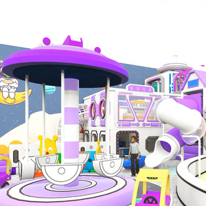 Cao cấp màu tím trong nhà Thiết bị sân chơi trẻ em lâu đài cao độ trượt khoan Net S trượt Thùng giải trí trực tiếp - Product Image 1