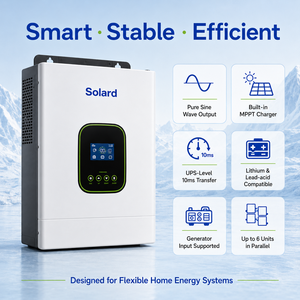 Convertisseur solaire hybride triphasé Solard 6,2 kW 51 Vdc, hors réseau/sur réseau, MPPT avec une efficacité de 90 % pour système de stockage d'énergie domestique - Product Image 3